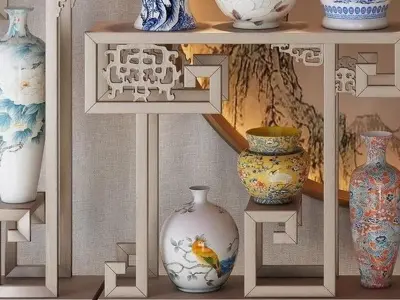 Chinese and white blue porcelain 3D model