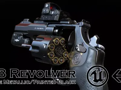 R8 Revolver Low-poly 3D model