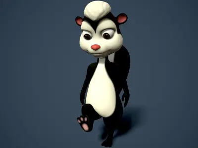 cartoon polecat Low-poly 3D model