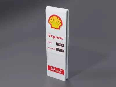Shell Sign Fuel Service Station 3D model