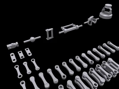 Modular Mechanical Joints Kitbach Low-poly 3D model