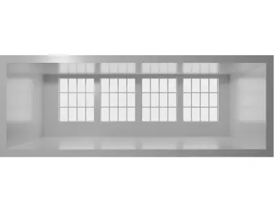 Empty room with big windows Low-poly 3D model