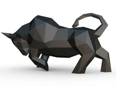 bull low poly 3D print model