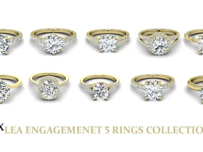 10 ENGAGEMENT RINGS COLLECTION EMAX LEA 3D Model Pack