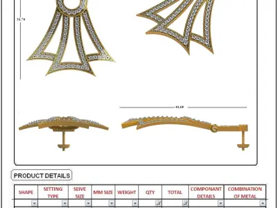 Women Earrings 3dm STL OBJ FBX Render Details 3D print model 5