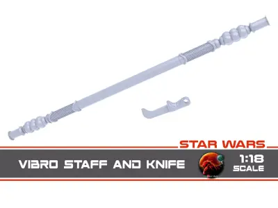 Vibro Staff and knife 1-18 Scale Kenner Hasbro Free 3D print model