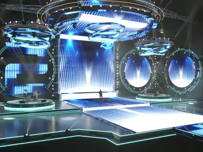 countdown music stage Low-poly 3D model