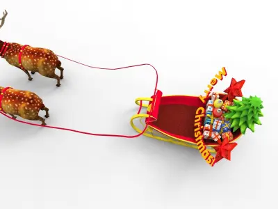 Game Ready Deer Sleigh Low-poly 3D model