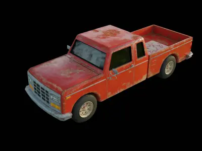 Pickup car PBR texture Low-poly 3D model