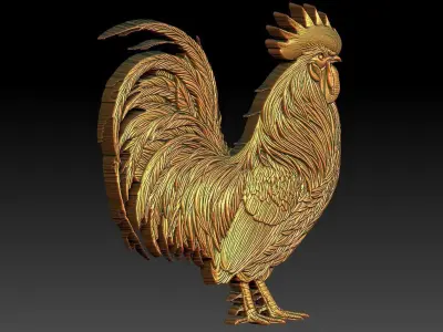 2 rooster CNC Relief Model 3D print model