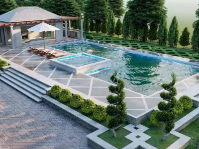 underground swimming pool 3d model lumion model 3D model