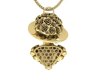 woman pendant flowers 3D print model
