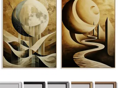 Abstract Painting Frame set 3D model 7