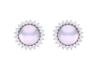 Women Pearl Earrings 3dm STL OBJ FBX Renders Details 3D print model