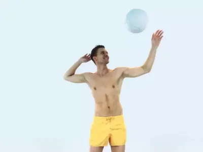 Virtue 04L Beach Serving Sports Man Low-poly 3D model