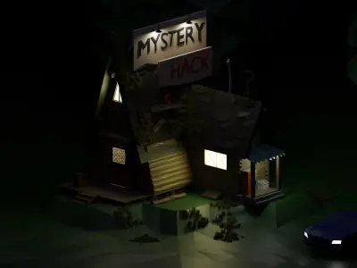 Low poly mystery Shack and  PBR materials Low-poly 3D model