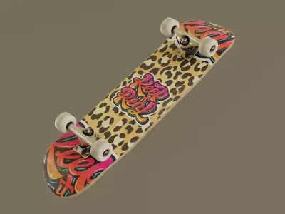 Skateboard - Leopard Deck Low-poly 3D model