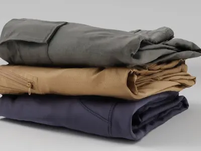 Pile or stock of hiking outdoor pants for sport and activity  3D model