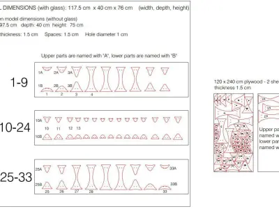 Parametric Wavy Wooden Furniture 18 -  CNC files for cutting 3D model