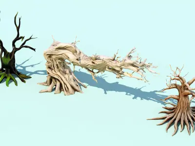 Snow-Covered Trees Stylized Winter Nature Free low-poly 3D model