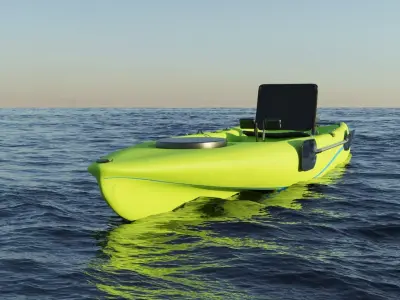 Kayak 3D model with laptop Low-poly 3D model