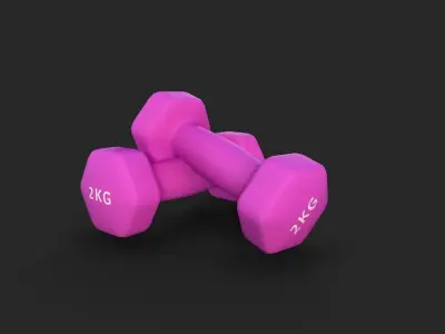 Dumbbell Hexagonal 2KG Low-poly 3D model