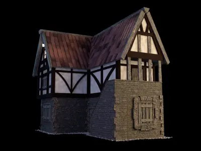 Medieval and Tudor House Low-poly 3D model