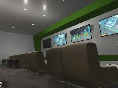 Game room - interior and props Low-poly 3D model