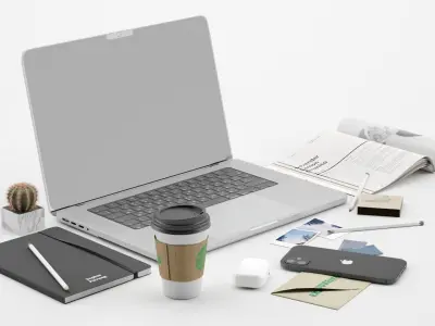 Decorative Set on The Desktop 3D model