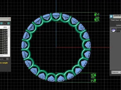 U Shaped Eternity Ring 2 point 8 mm stone size swiss 10 and EU50 3D print model