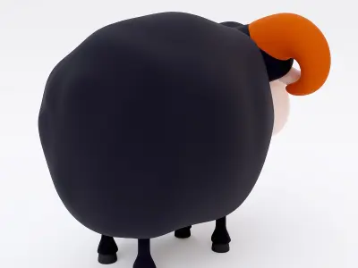 Sheep 3d model cartoon with horns 3D model