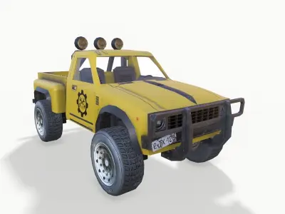 PickUP Yellow Low-poly 3D model