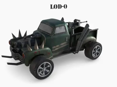 Post Apocalyptic Chevrolet Picap Low-poly War Car Game Asset  Low-poly 3D model