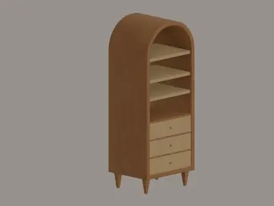Round Bookshelf Low-poly 3D model