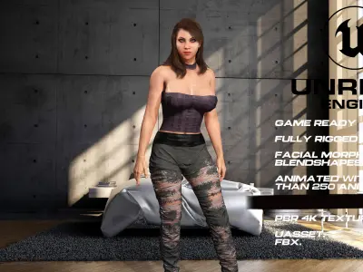 Casual girl full rigged - game ready - animated Low-poly 3D model