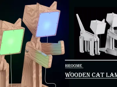 HROOME WOODEN CAT LAMP 3D model