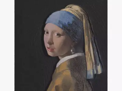 GIRL WITH A PEARL EARING by VERMEER for 3D printing  3D print model