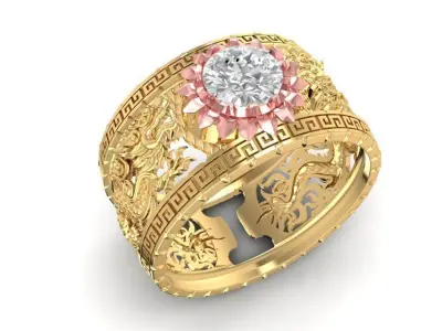 luxury dragon ring for men  1910 3D print model