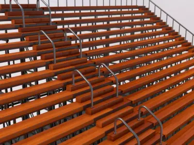 Wooden Bleacher Seats 3D model