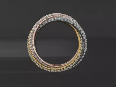 Ring Tri Color Classic Model Diamond 3D print model