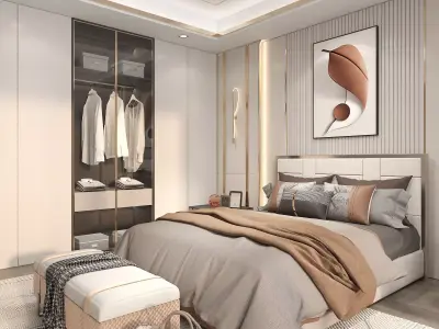 Modern Bedroom Scene 37 3D model