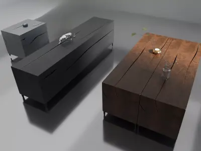 Wood Table for coffee and candel 3D model