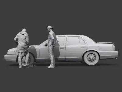 Road Accident Low-poly 3D model