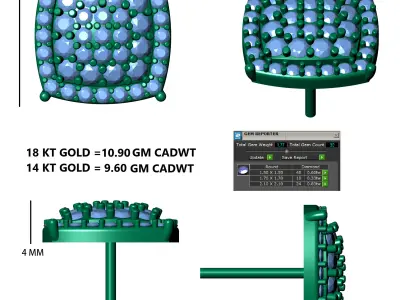 Luxury Iced-Out Cushion-Cut Cluster Diamond Stud Earrings 3D print model