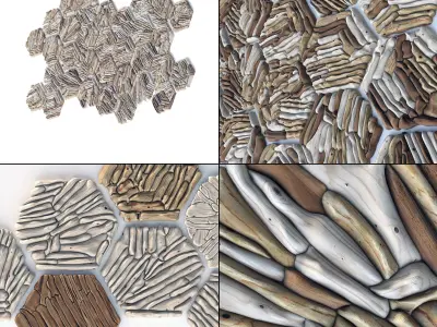 Hexagon panel branch splinter n2 3D model