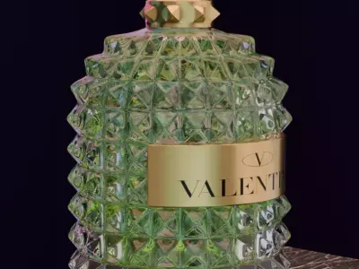 Valentino perfime light green 3D model product for Advertising 3D model