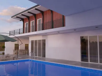 Villa 3D scene environment  Free 3D model