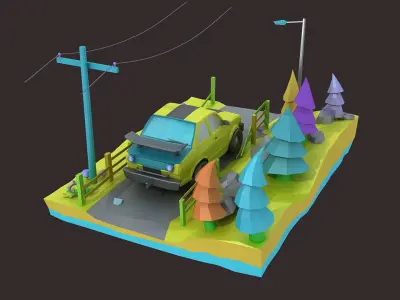 low poly car Cartoon Car collection toon vehicle  sport classic 3D model