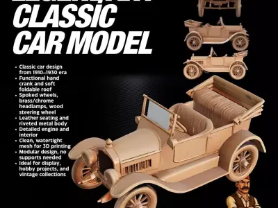Collectible 1910 30s Classic Car 3D Model 3D print model