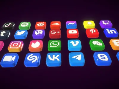 V5 Icon Socical Free low-poly 3D model